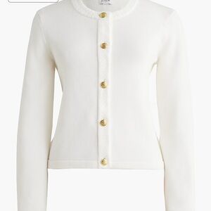 J Crew Lady Cotton White Cardigan with Gold Buttons
